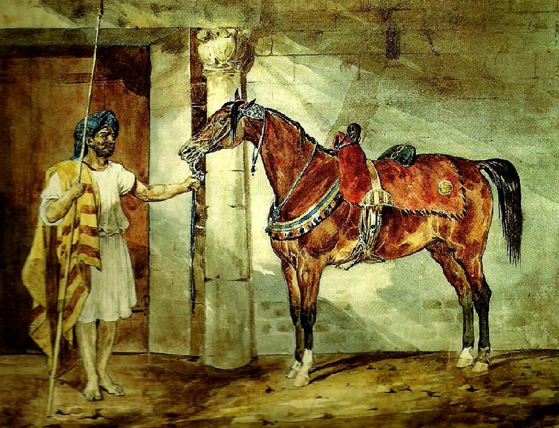 charles emile callande cheval arabe France oil painting art